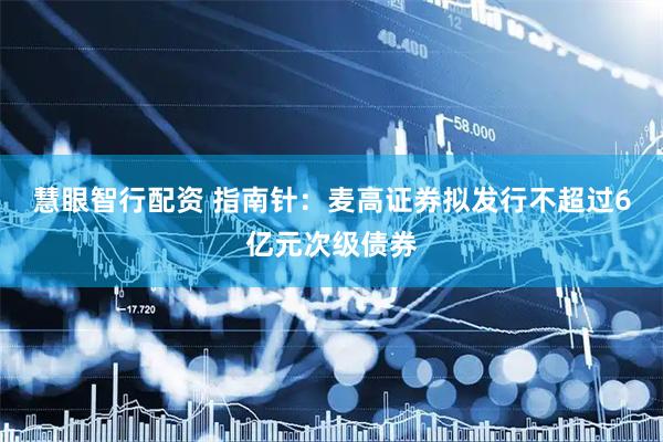 慧眼智行配资 指南针：麦高证券拟发行不超过6亿元次级债券