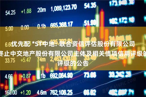 优先配 *ST中地: 联合资信评估股份有限公司关于终止中交地产股份有限公司主体及相关债项信用评级的公告